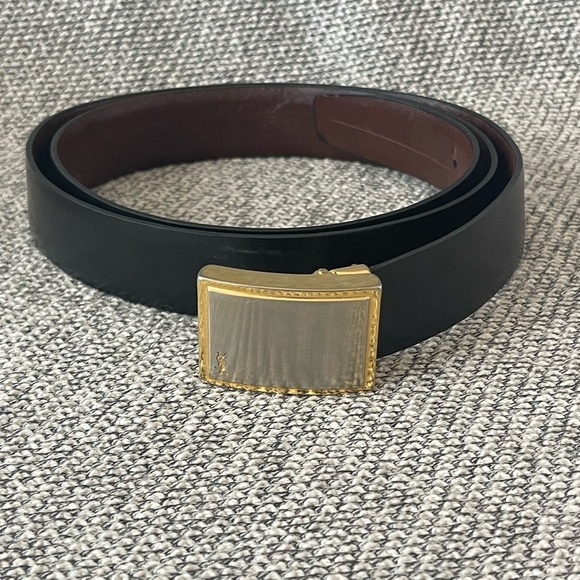 Yves Saint Laurent Other - Yves Saint Laurent Black and Gold Leather Belt